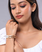 VOJ Women Stainless Steel Gold And Silver Polished Dimond Bracelet
