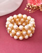 VOJ Women White and Gold Toned Perals Gold-Polished Multi Strand Bracelet