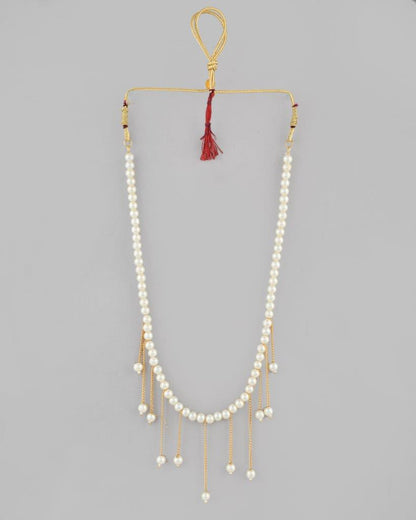 VOJ Gold-Polished Pearl Beads Necklace