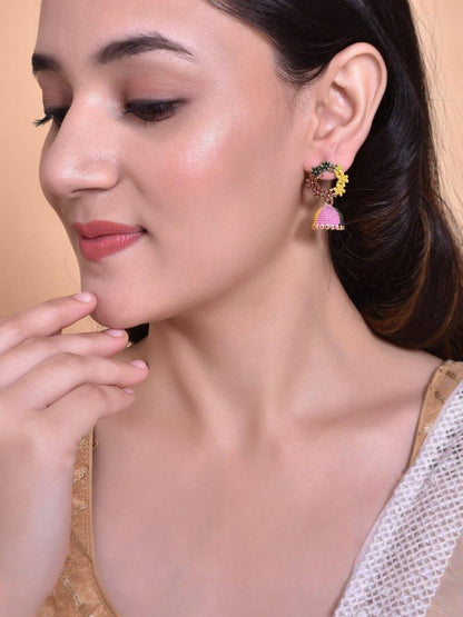 VOJ Multi Color Contemporary Jhumka Earrings