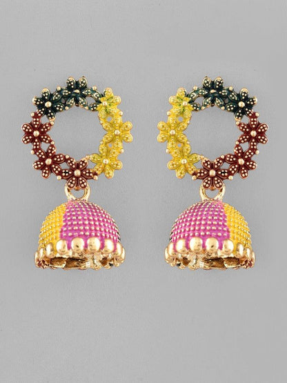 VOJ Multi Color Contemporary Jhumka Earrings