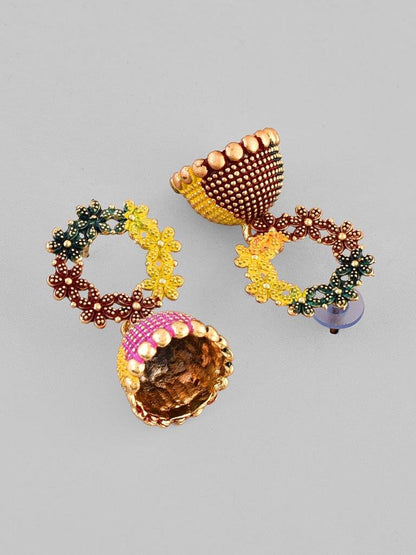 VOJ Multi Color Contemporary Jhumka Earrings
