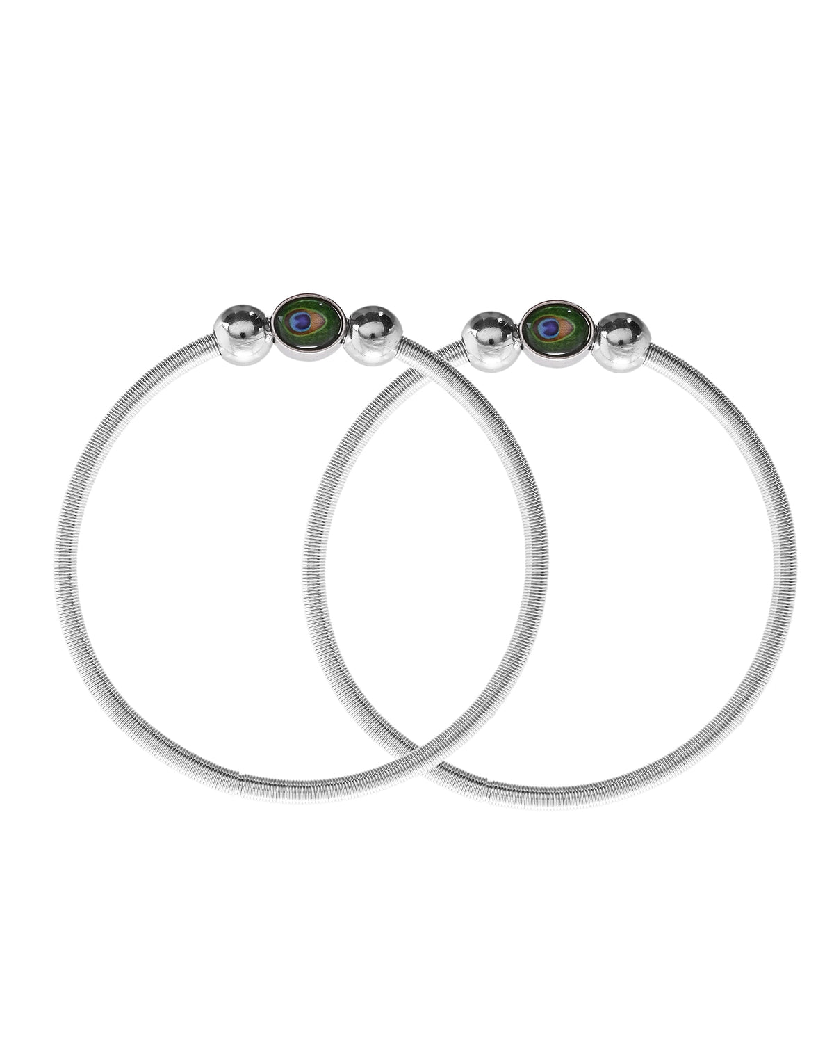 VOJ Set of 2 Silver Plated Elasticated Evil Eye Anklet