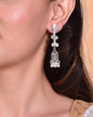VOJ Studded Oxidised Silver Plated Contemporary Drop Earrings