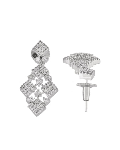 VOJ Silver Plated AD Stone Studded Hand Crafted Jewellery Set