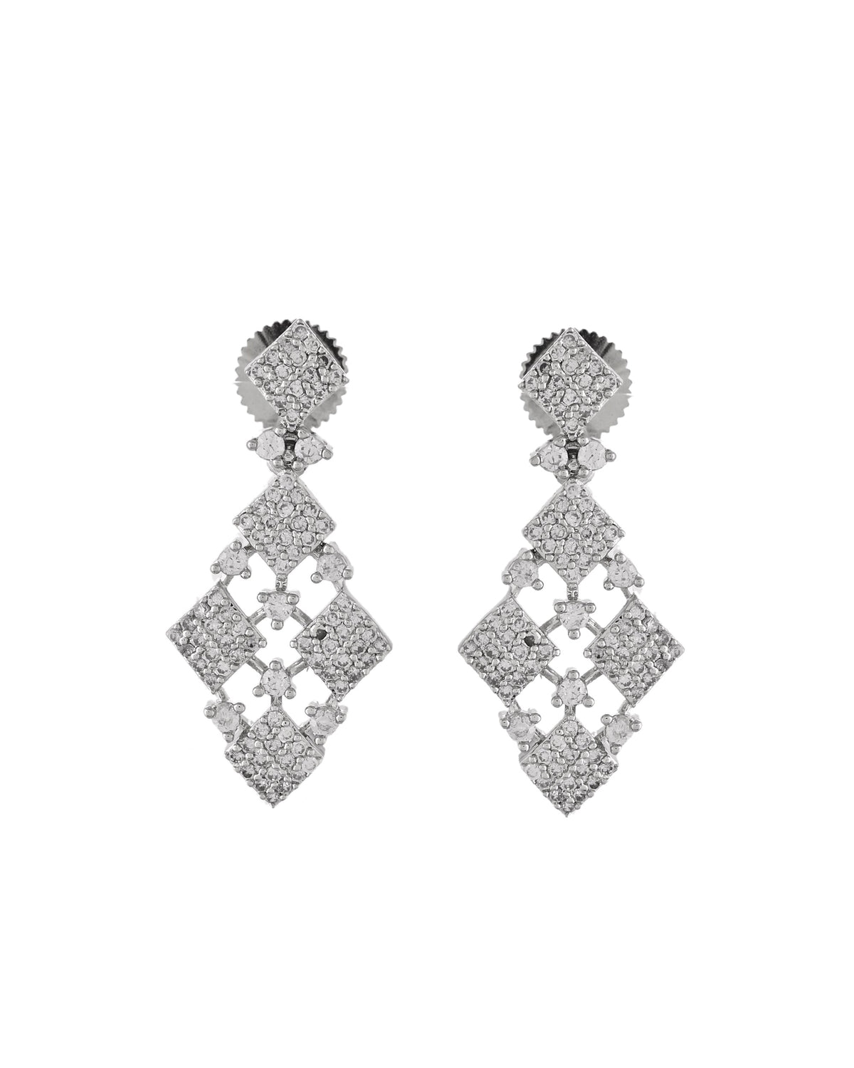 VOJ Silver Plated AD Stone Studded Hand Crafted Jewellery Set