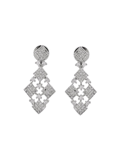 VOJ Silver Plated AD Stone Studded Hand Crafted Jewellery Set