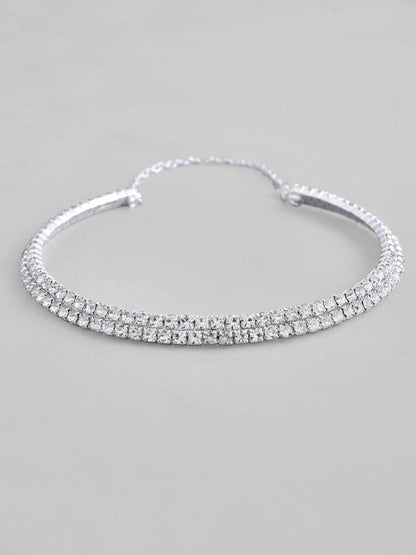 VOJ Silver Plated Choker Two Layer Necklace