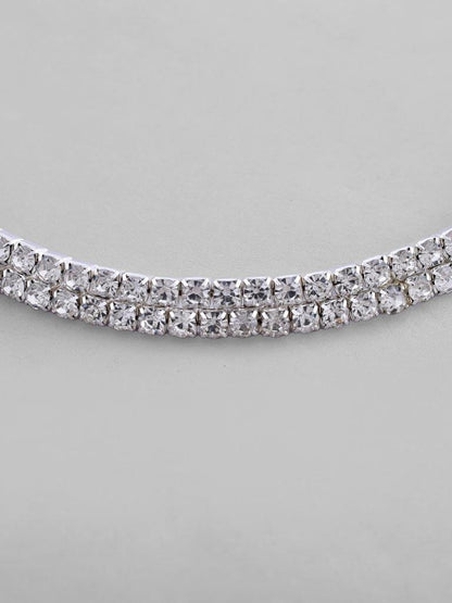 VOJ Silver Plated Choker Two Layer Necklace