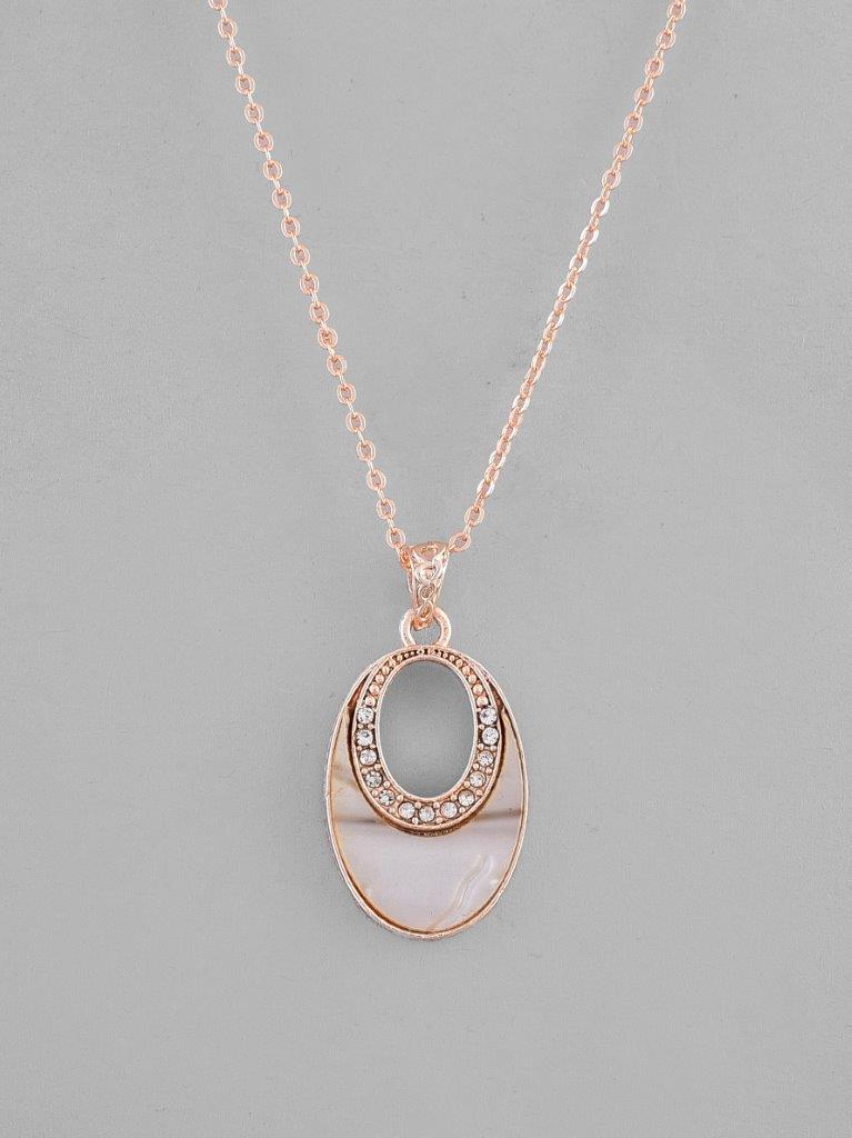 VOJ Rose Gold-Polished Oval Pandent Chain