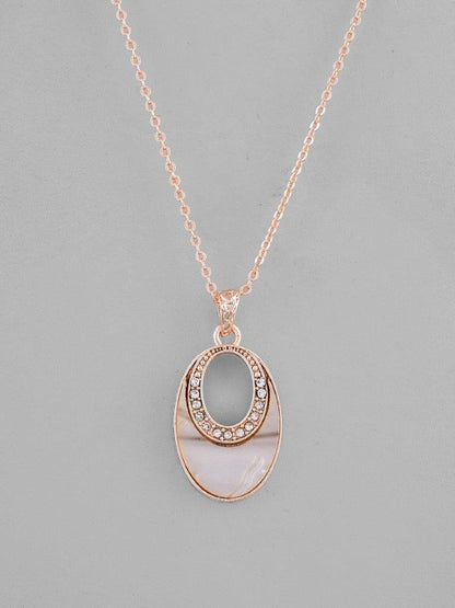VOJ Rose Gold-Polished Oval Pandent Chain