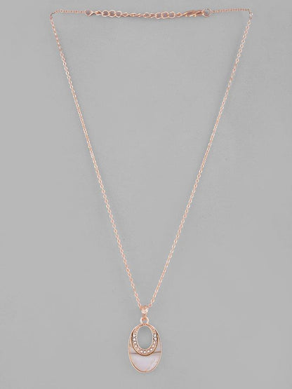 VOJ Rose Gold-Polished Oval Pandent Chain
