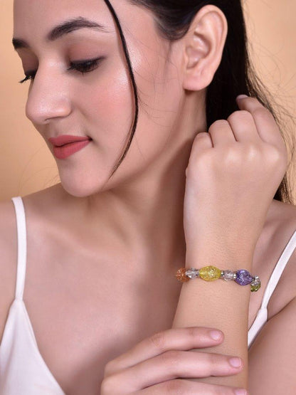 VOJ Multi Colour Beaded Elasticated Bracelet
