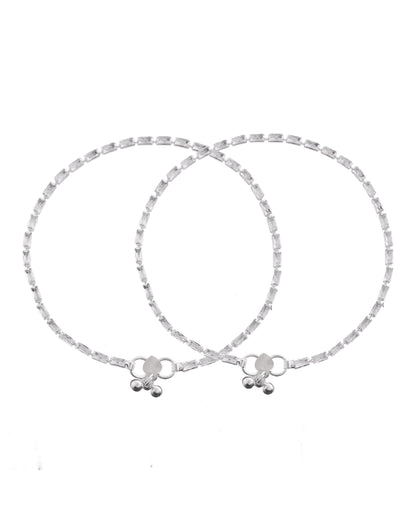 VOJ Set Of 2 Silver Plated Stone Studded Anklet
