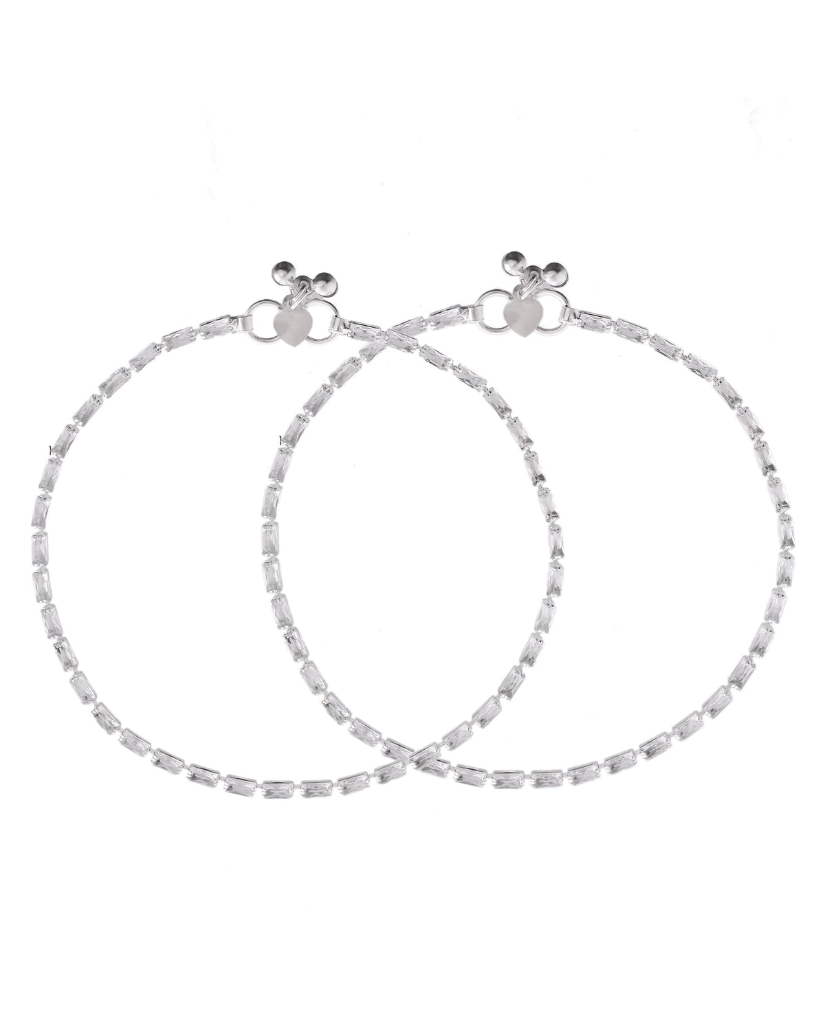 VOJ Set Of 2 Silver Plated Stone Studded Anklet
