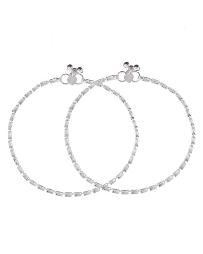 VOJ Set Of 2 Silver Plated Stone Studded Anklet
