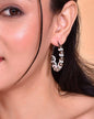 VOJ White Pearl With Silver Bead Hoop Earrings