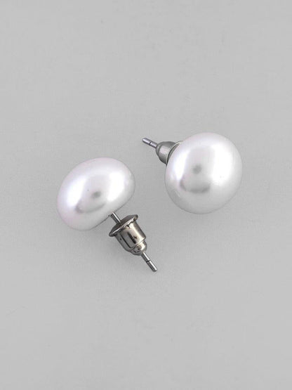 VOJ White Circular Studs Earrings