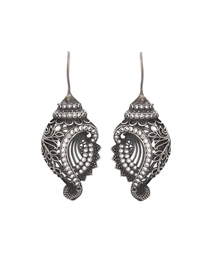 VOJ Silver Toned Designer Drop Earrings
