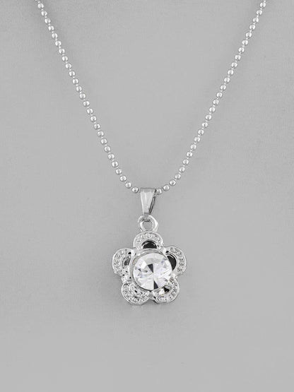 VOJ Silver Plated Flower Pandent Chain