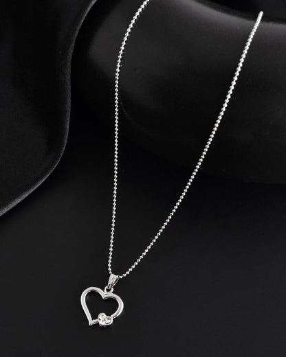 VOJ Silver Plated Heart Pandent Chain
