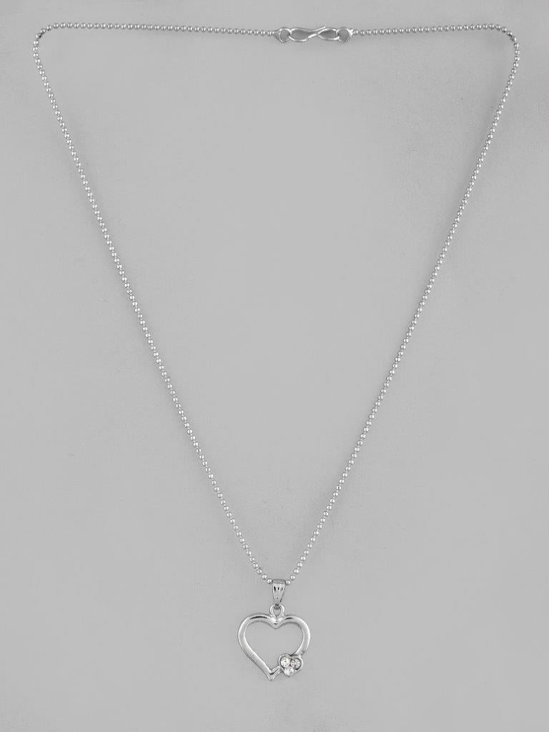 VOJ Silver Plated Heart Pandent Chain