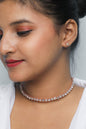 VOJ Gold-Polished Single Line Stone Studded Choker Jewellery Set