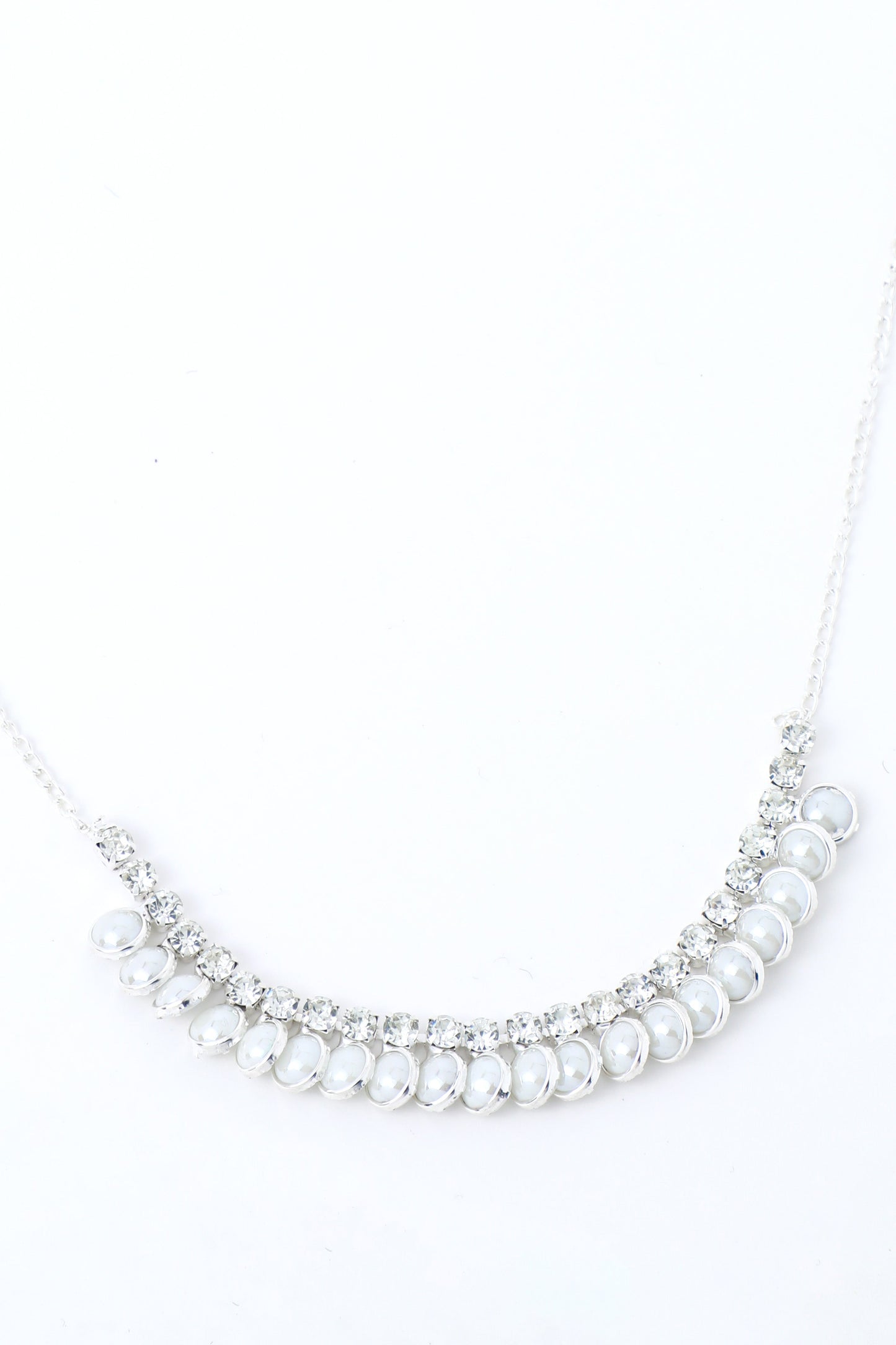 VOJ Silver Plated White Pearl Studded Choker Jewellery Set