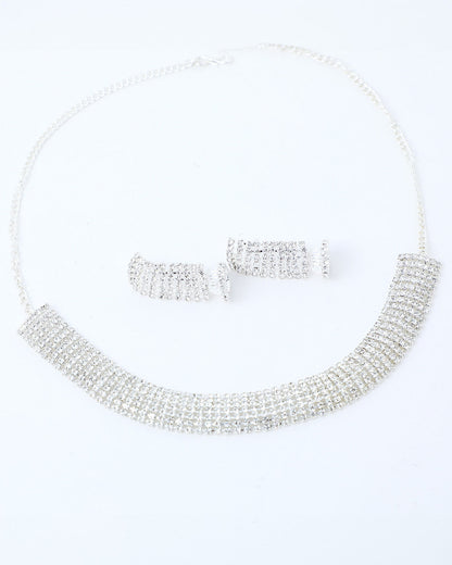 VOJ Silver Plated Stone Studded Choker Jewellery Set