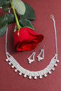 VOJ Silver Plated Stone Studded Choker Necklace And Earrings Set
