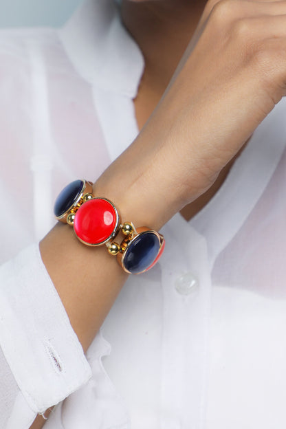 VOJ Gold-Polished With Multi Colored Stone Studded Wraparound Bracelet