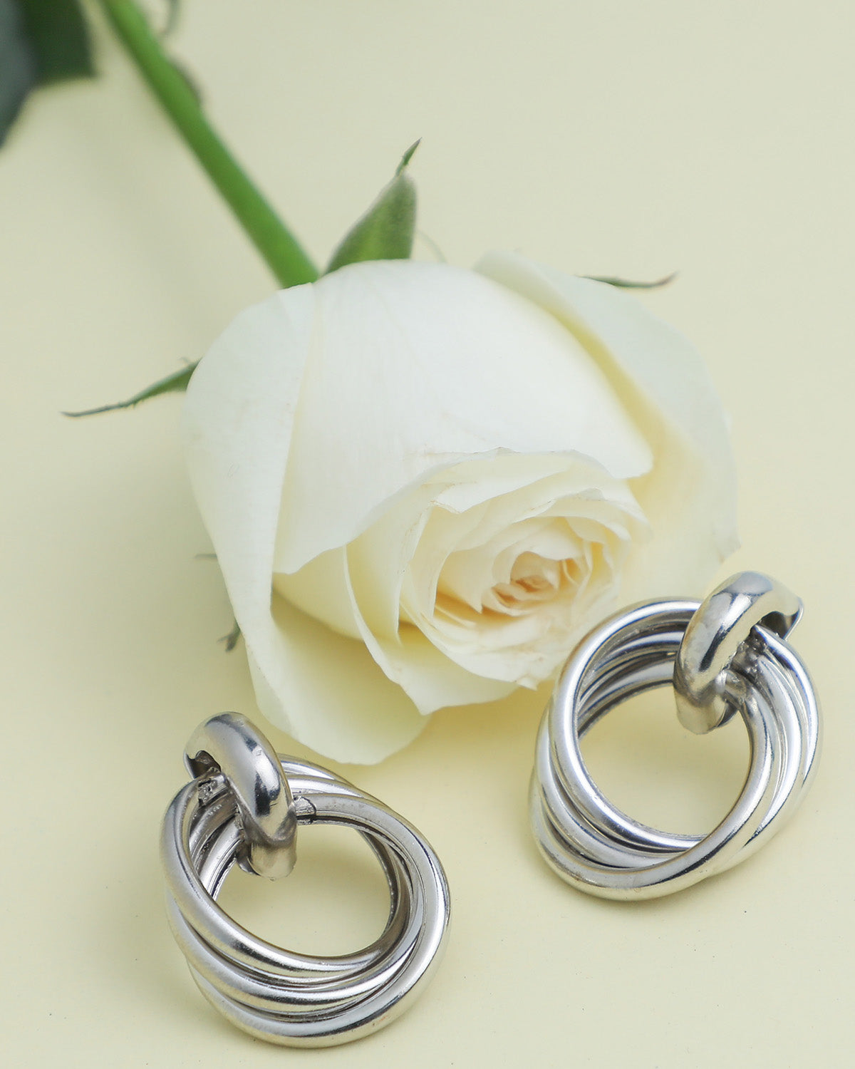 VOJ Silver Plated Circluar Studs Earring