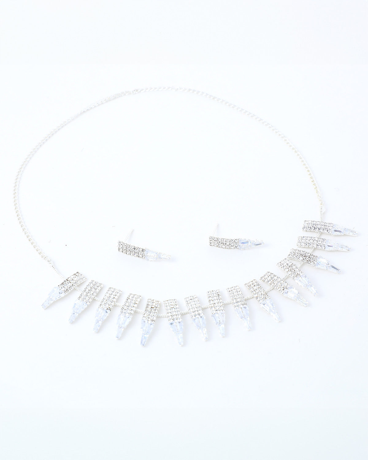 VOJ Silver Plated Stone Studded Necklace And Earring Set