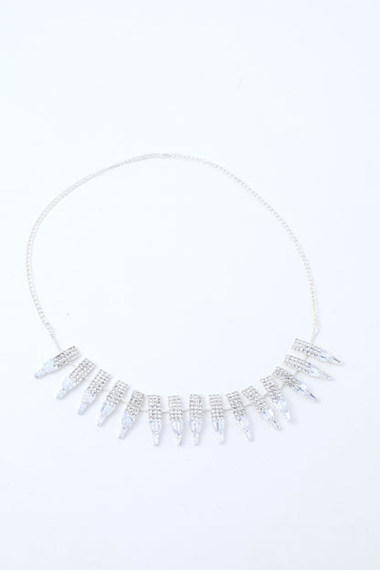 VOJ Silver Plated Stone Studded Necklace And Earring Set