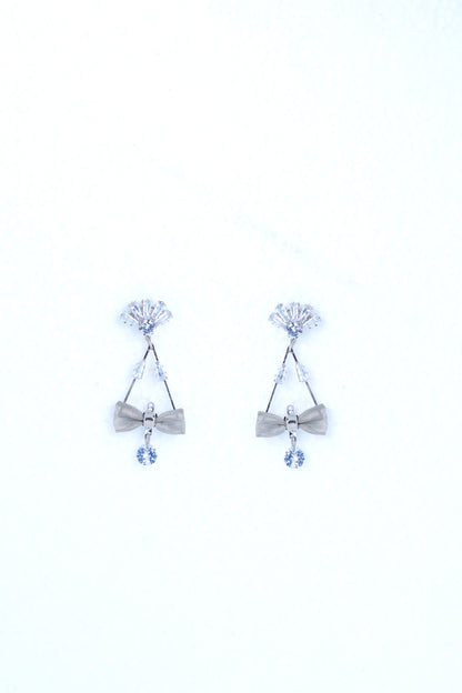 VOJ Silver Plated Stone Studded With Bow Triangle Shaped Earrings