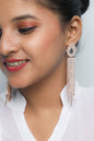 VOJ Gold-Polished Stone Studded Drop Earrings