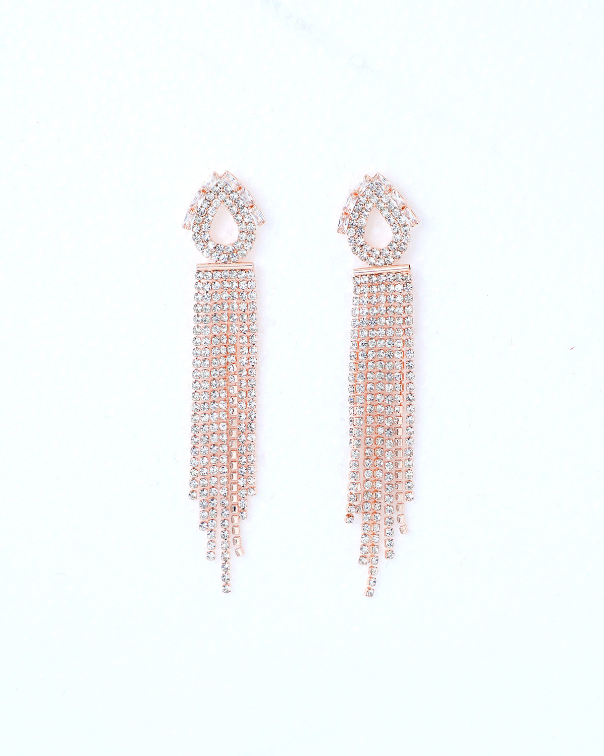 VOJ Gold-Polished Stone Studded Drop Earrings