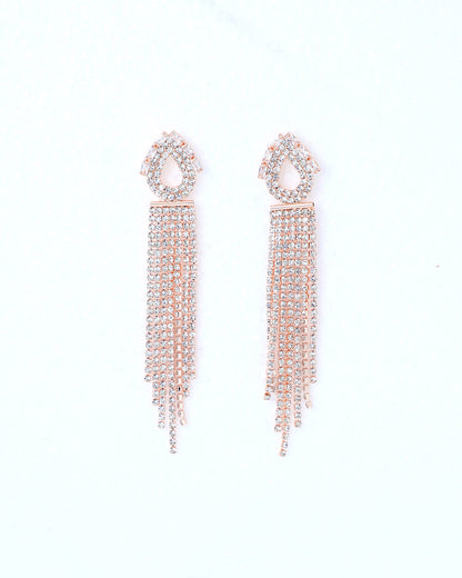 VOJ Gold-Polished Stone Studded Drop Earrings