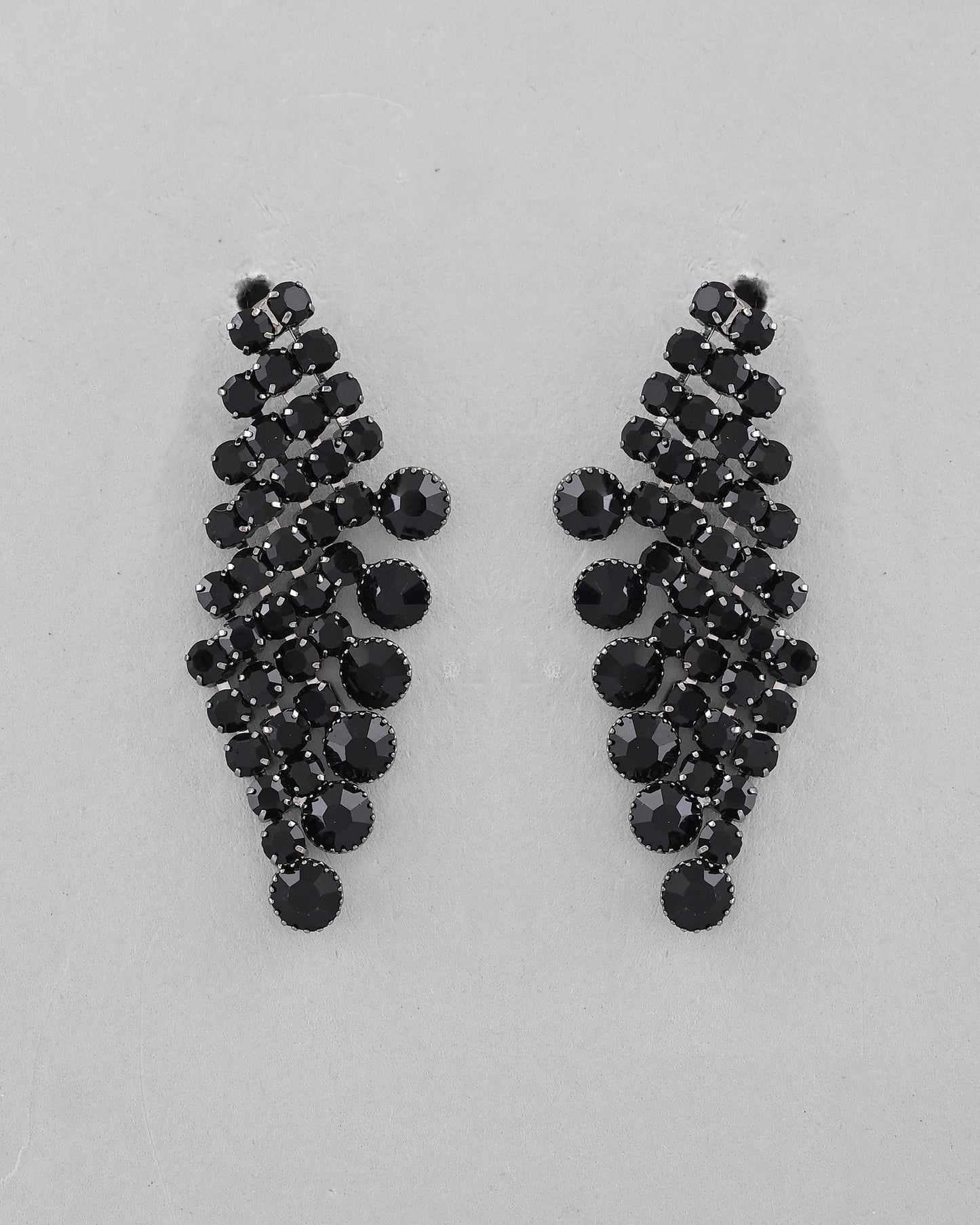 VOJ Black American Diamond Chokar Jewellery Set With Earrings
