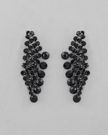 VOJ Black American Diamond Chokar Jewellery Set With Earrings