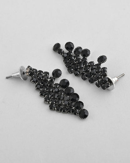 VOJ Black American Diamond Chokar Jewellery Set With Earrings
