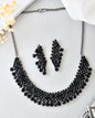 VOJ Black American Diamond Chokar Jewellery Set With Earrings