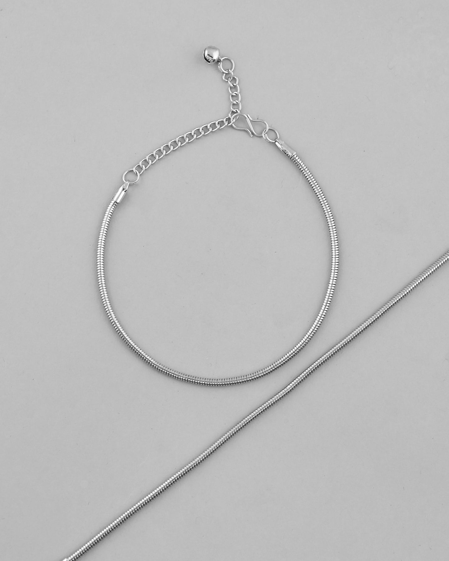 VOJ Set Of 2 Silver Plated Snake Anklet