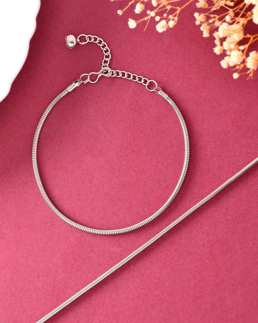 VOJ Set Of 2 Silver Plated Snake Anklet