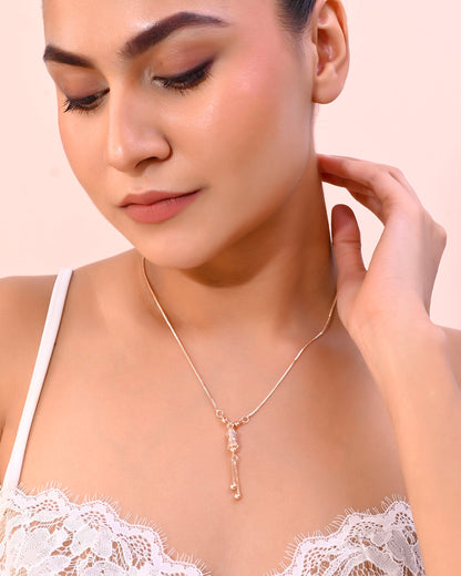 VOJ Rose Gold-Polished AD Stone Studded Chain