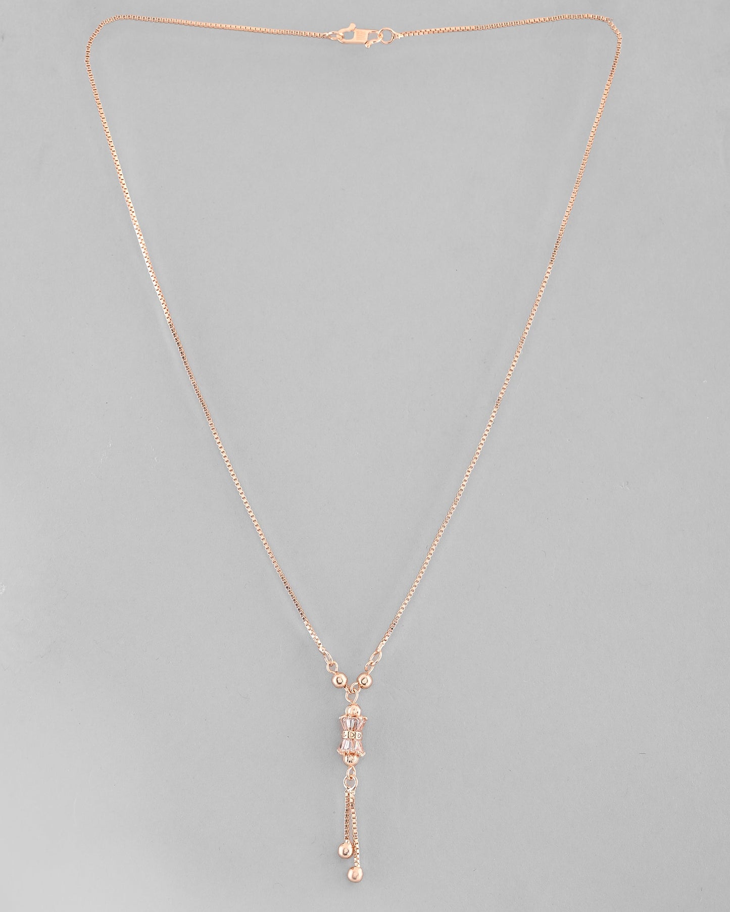 VOJ Rose Gold-Polished AD Stone Studded Chain