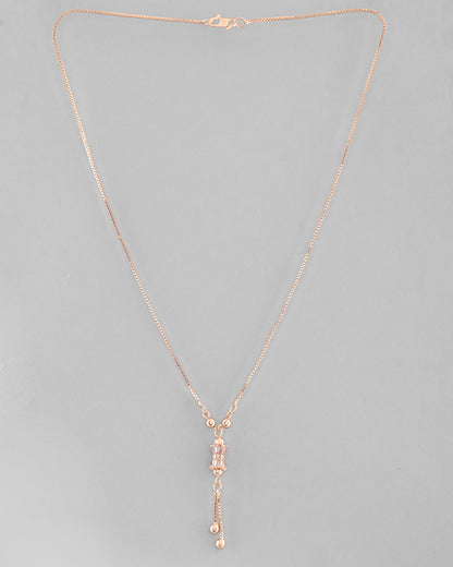 VOJ Rose Gold-Polished AD Stone Studded Chain
