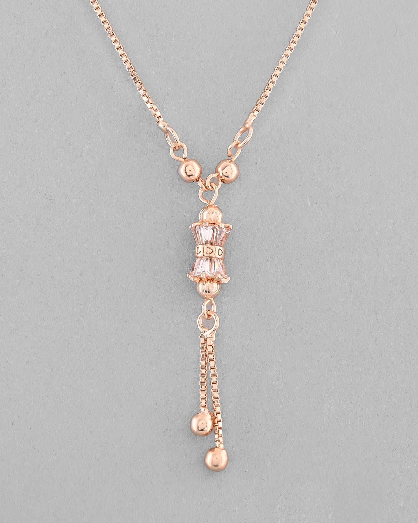 VOJ Rose Gold-Polished AD Stone Studded Chain