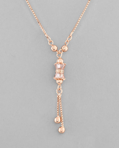 VOJ Rose Gold-Polished AD Stone Studded Chain