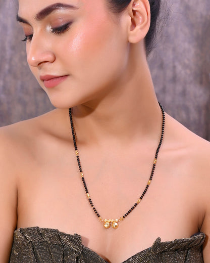 VOJ Gold-Polished Beaded Mangalsutra